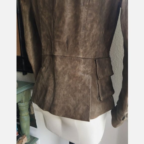 EUC DOLCE & GABBANA Brown Leather Military Coat 10 - Picture 6 of 7